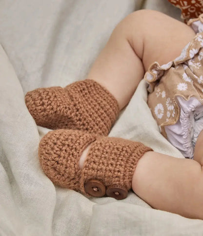 Hand-knitted baby moccasin